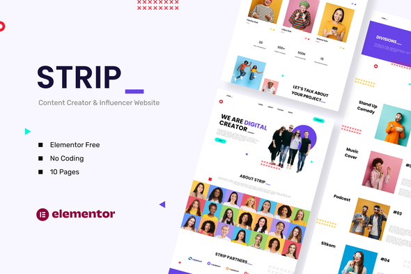 Strip – Content Creator & Influencer Elementor Template Kit